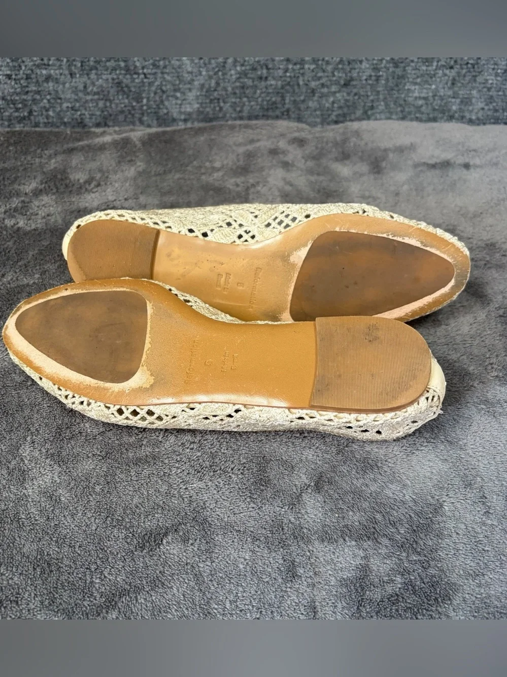 Reformation Cream Crochet Pointed-Toe Flats